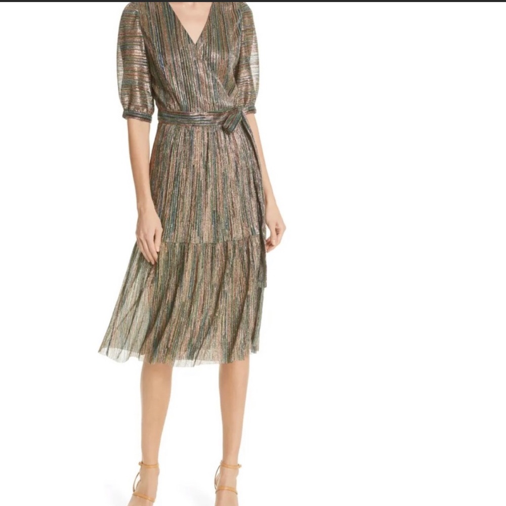 ba&sh Paris Star Metallic Wrap Dress
